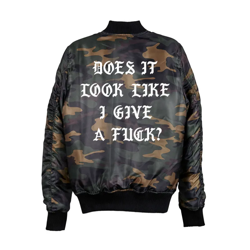 DOES IT LOOK LIKE I GIVE A FUCK? BOMBER [UNISEX] sold by PRIVATE PARTY