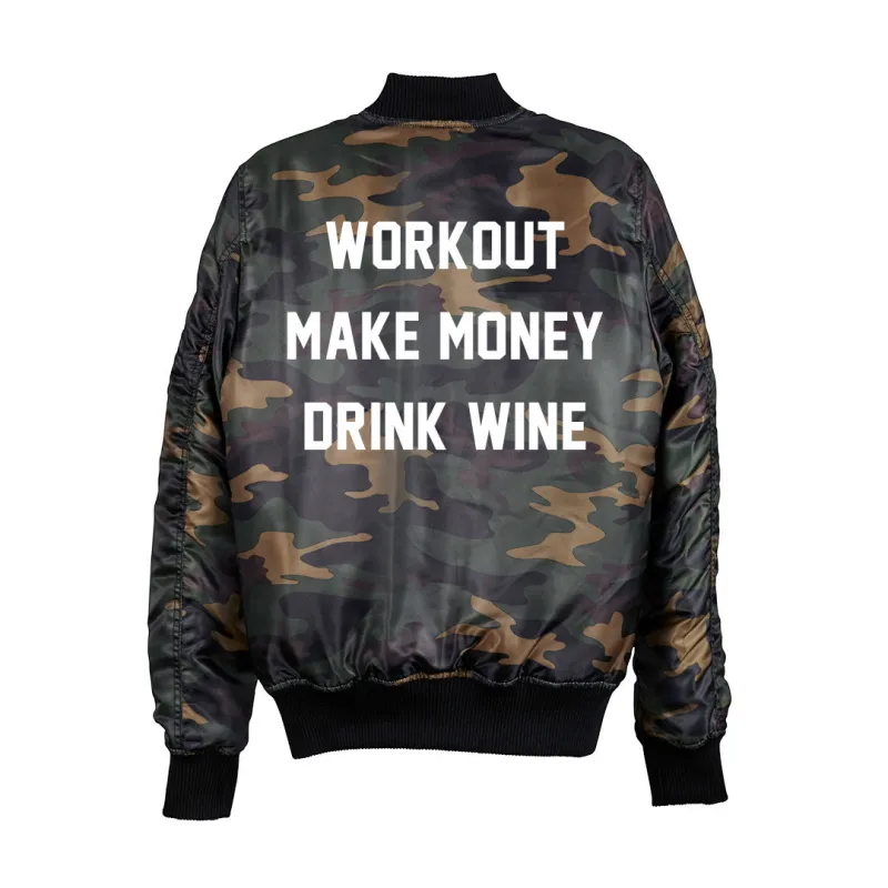 WORKOUT MAKE MONEY DRINK WINE BOMBER [UNISEX] sold by PRIVATE PARTY