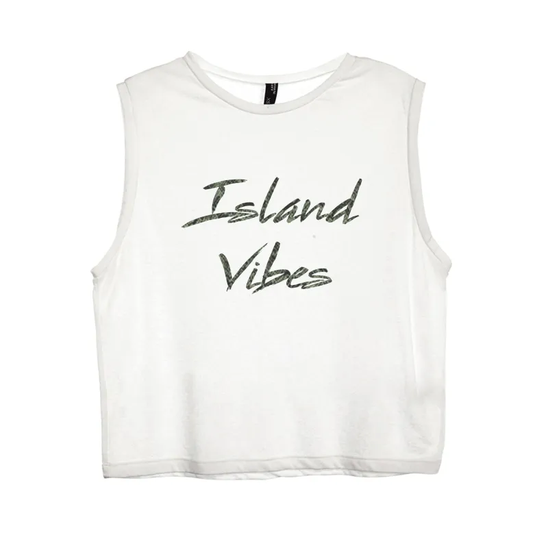 ISLAND VIBES W/ SNAKESKIN TEXT [WOMEN'S MUSCLE TANK] sold by PRIVATE PARTY
