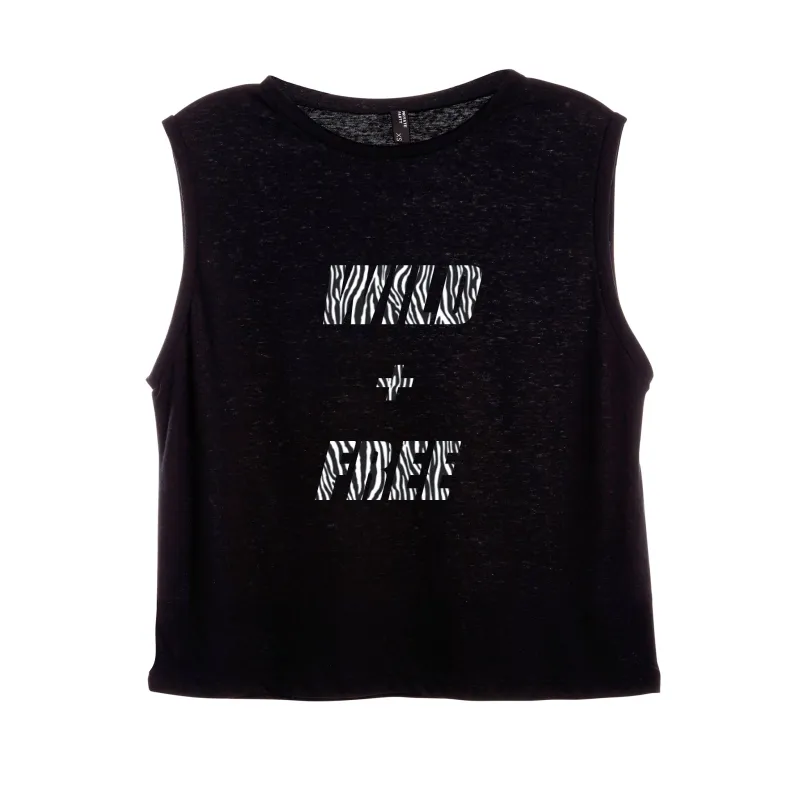 WILD + FREE W/ ZEBRA TEXT [WOMEN'S MUSCLE TANK] sold by PRIVATE PARTY