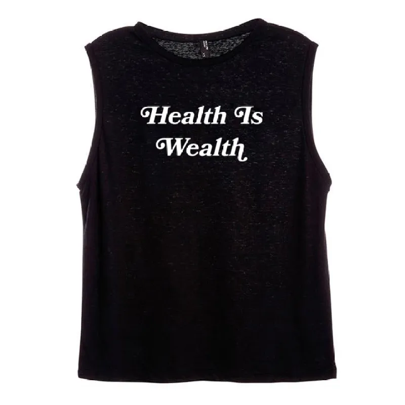 HEALTH IS WEALTH [WOMEN'S MUSCLE TANK] sold by PRIVATE PARTY