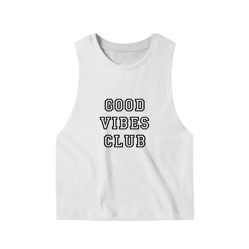 GOOD VIBES CLUB [WOMENS CROP RACERBACK TANK] sold by PRIVATE PARTY