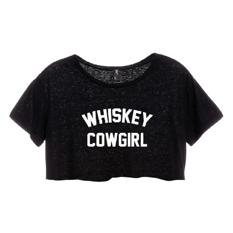 WHISKEY COWGIRL [DISTRESSED WOMEN'S CROP TEE] sold by PRIVATE PARTY