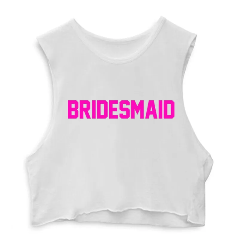 BRIDESMAID // PINK TEXT  [CROP MUSCLE TANK] sold by PRIVATE PARTY