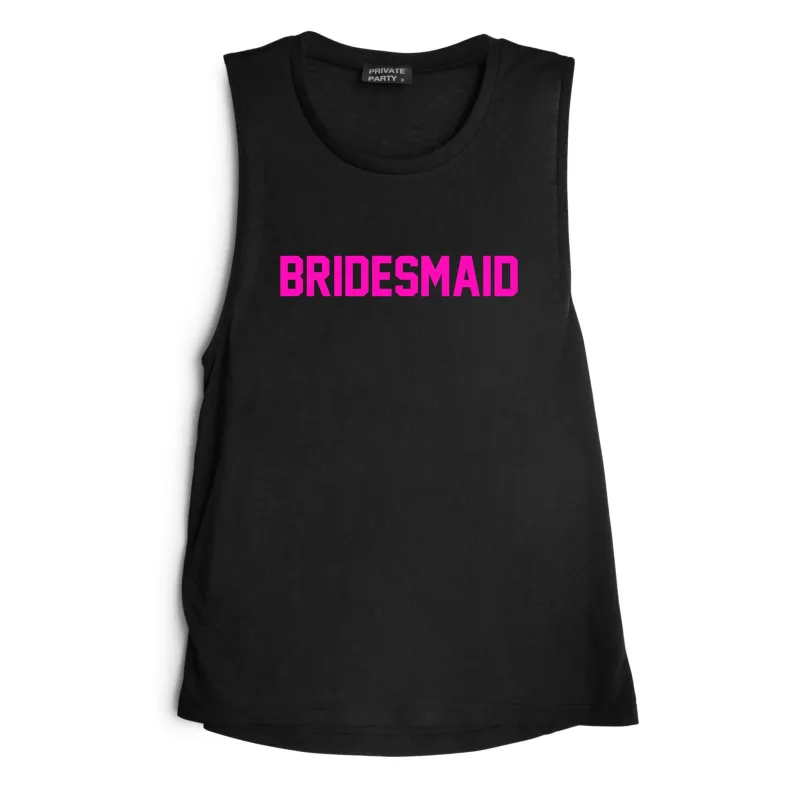 BRIDESMAID // PINK TEXT  [MUSCLE TANK] sold by PRIVATE PARTY