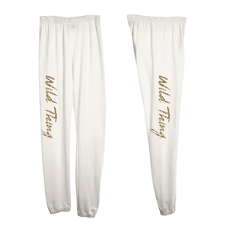 WILD THING W/ CHEETAH TEXT [WOMEN'S SWEATPANTS] sold by PRIVATE PARTY
