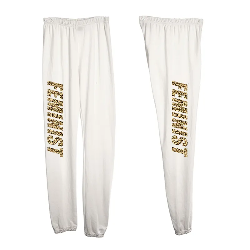 FEMINIST W/ CHEETAH TEXT [WOMEN'S SWEATPANTS] sold by PRIVATE PARTY
