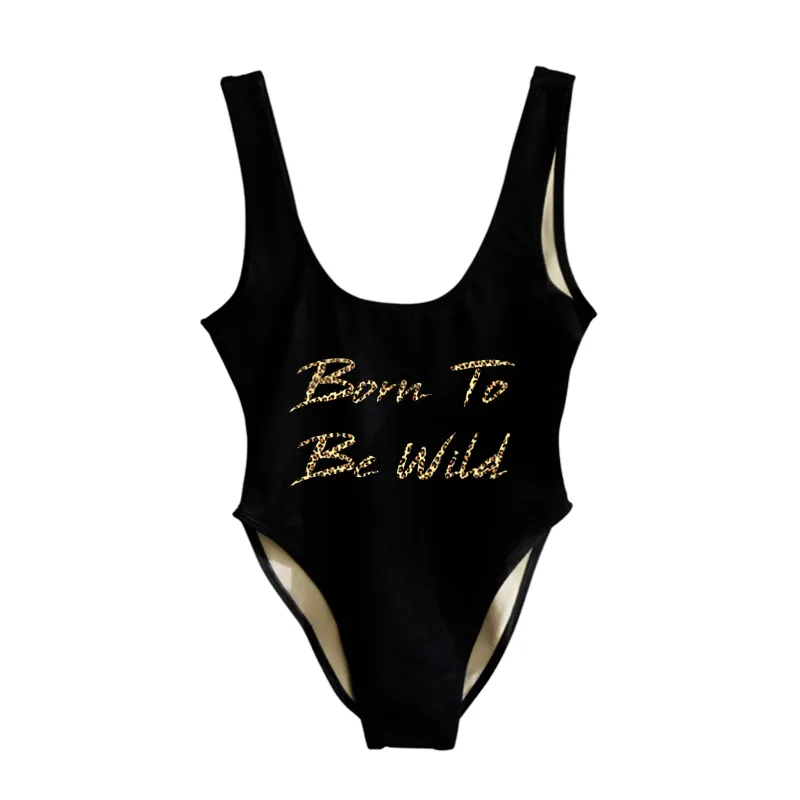 BORN TO BE WILD W/ CHEETAH TEXT  [SWIMSUIT] sold by PRIVATE PARTY