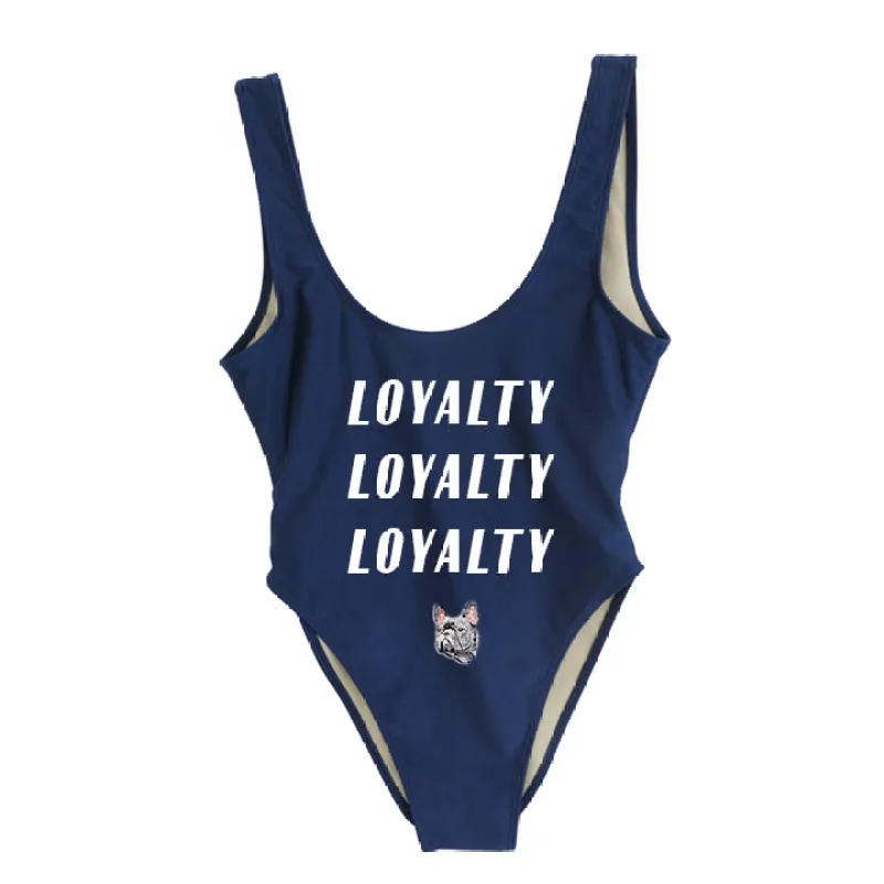 LOYALTY LOYALTY LOYALTY [SWIMSUIT W/ FRENCH BULLDOG PATCH] sold by PRIVATE PARTY