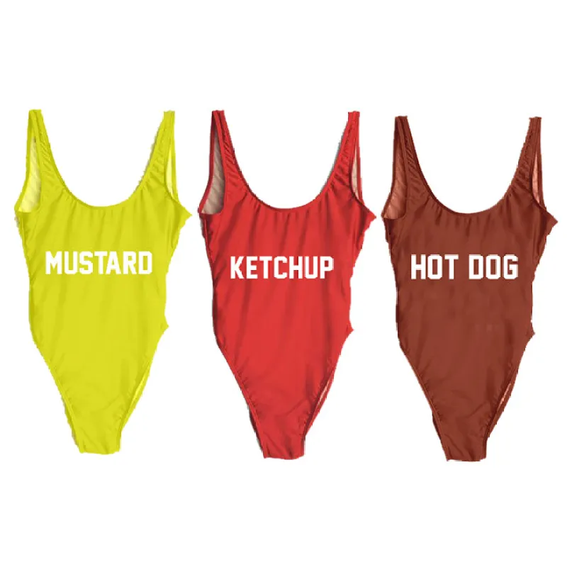 KETCHUP, MUSTARD, & HOT DOG [3 PACK DISCOUNT SWIMSUITS] made by PRIVATE PARTY