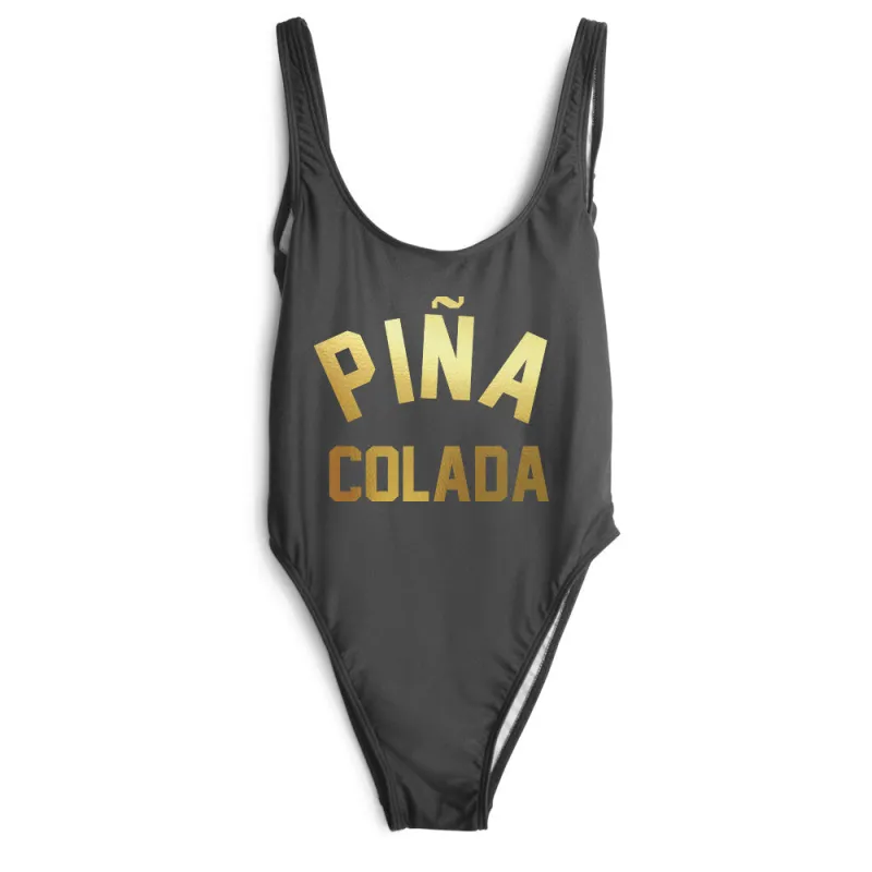 PINA COLADA [SWIMSUIT // GOLD TEXT] sold by PRIVATE PARTY