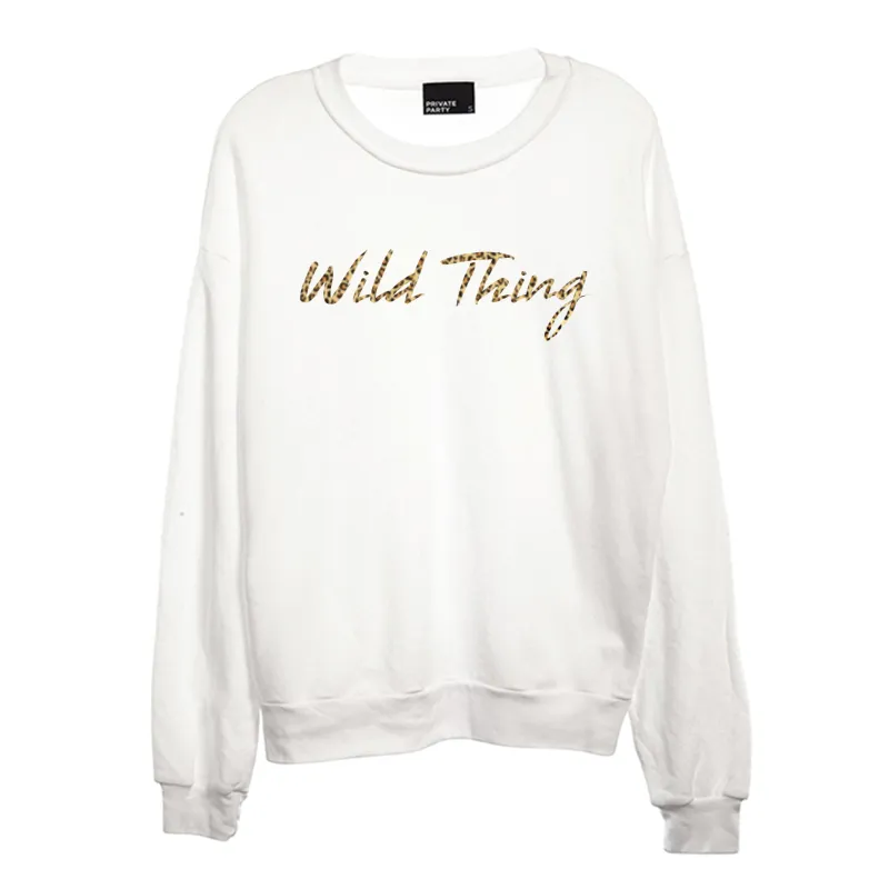 WILD THING W/ CHEETAH TEXT  [CREWNECK SWEATSHIRT] sold by PRIVATE PARTY