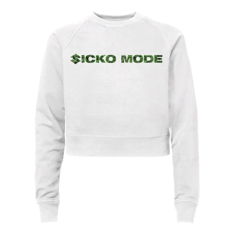 SICKO MODE [WOMEN'S RAGLAN CROP CREWNECK SWEATSHIRT] sold by PRIVATE PARTY