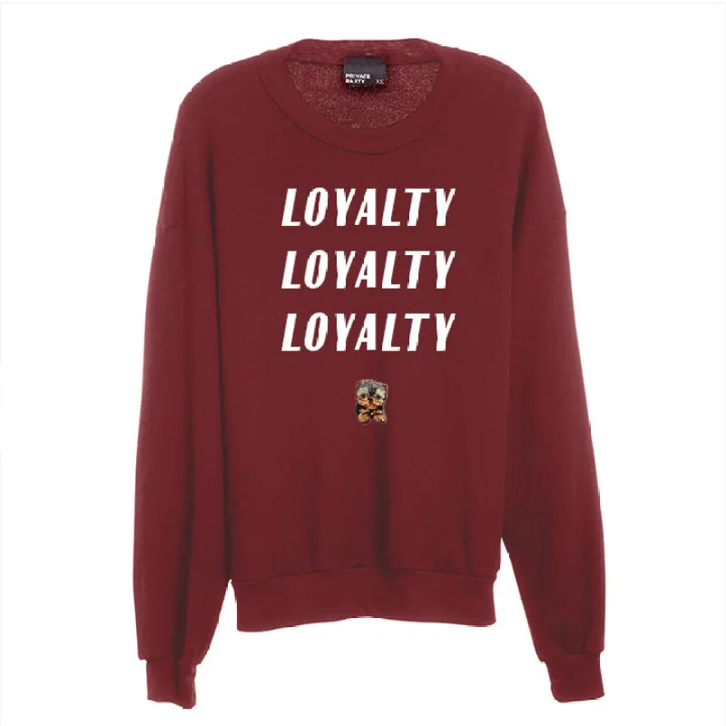 LOYALTY LOYALTY LOYALTY [UNISEX CREWNECK SWEATSHIRT W/ YORKIE DOG PATCH] sold by PRIVATE PARTY