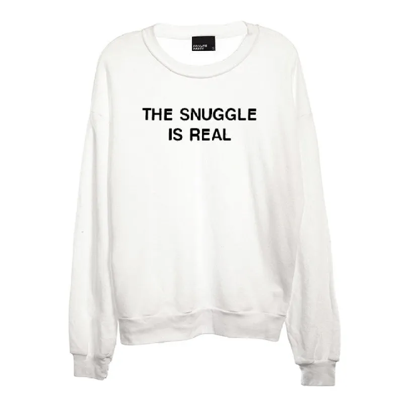 THE SNUGGLE IS REAL [UNISEX CREWNECK SWEATSHIRT] sold by PRIVATE PARTY