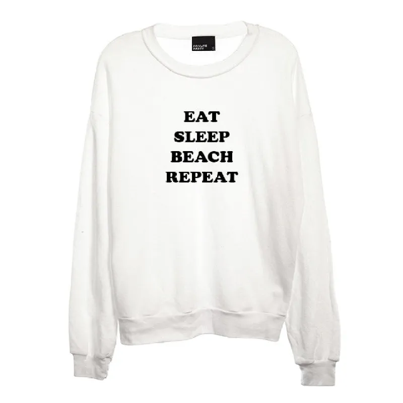 EAT SLEEP BEACH REPEAT [UNISEX CREWNECK SWEATSHIRT] sold by PRIVATE PARTY