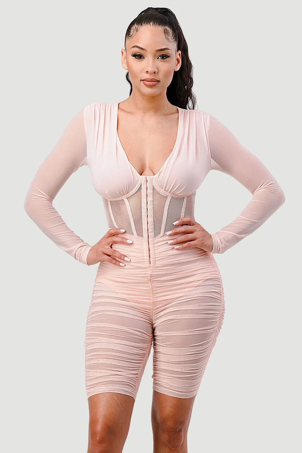 SEXY SHEER RIB DETAIL DEEP-V ROMPER sold by privy product image thumbnail 5