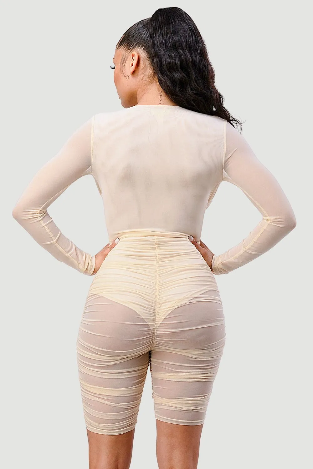 SEXY SHEER RIB DETAIL DEEP-V ROMPER sold by privy product image thumbnail 3