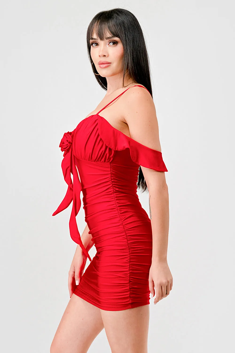 LUXE ROSE ROSETTE SWEETHEART RUCHED MINI DRESS sold by privy product image thumbnail 2