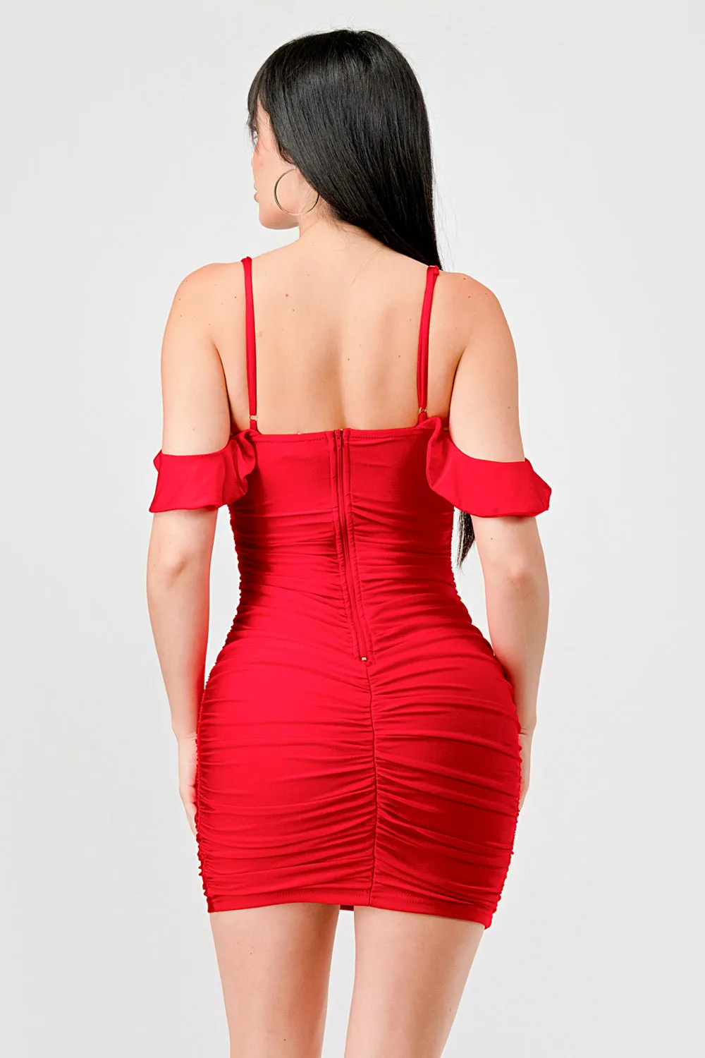 LUXE ROSE ROSETTE SWEETHEART RUCHED MINI DRESS sold by privy product image thumbnail 4