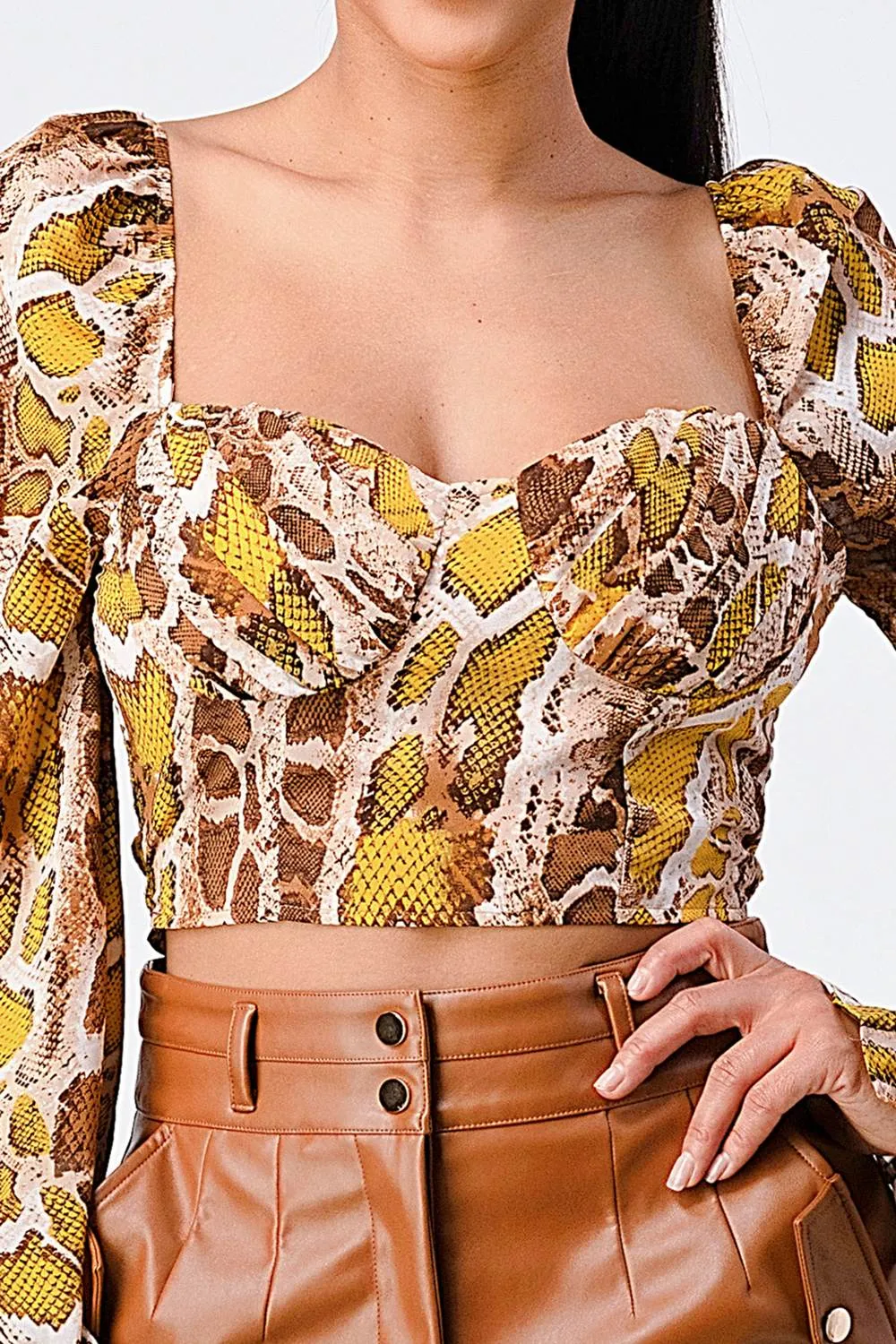 LUX SNAKE PRINT SMOCKED SWEETHEART TOP sold by privy product image thumbnail 5