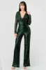 LUXE SEQUINS COWL NECK BODYCON WIDE LEGS JUMPSUIT sold by privy