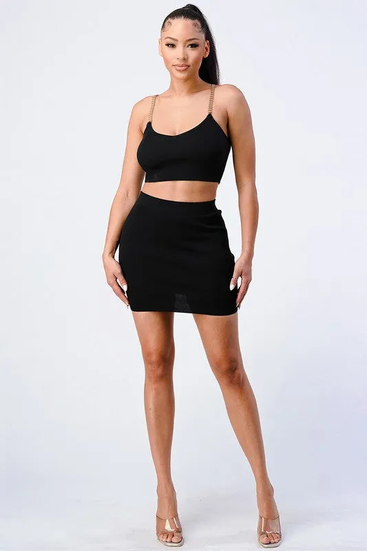 CHAIN SHOULDER DETAIL RIBBED CROP TOP sold by privy product image thumbnail 4
