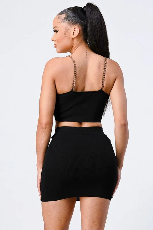 CHAIN SHOULDER DETAIL RIBBED CROP TOP sold by privy product image thumbnail 2