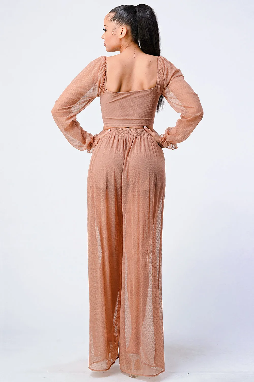 LUXE SEE-THRU SHEER SWEETHEART TOP AND PANTS sold by privy product image thumbnail 3