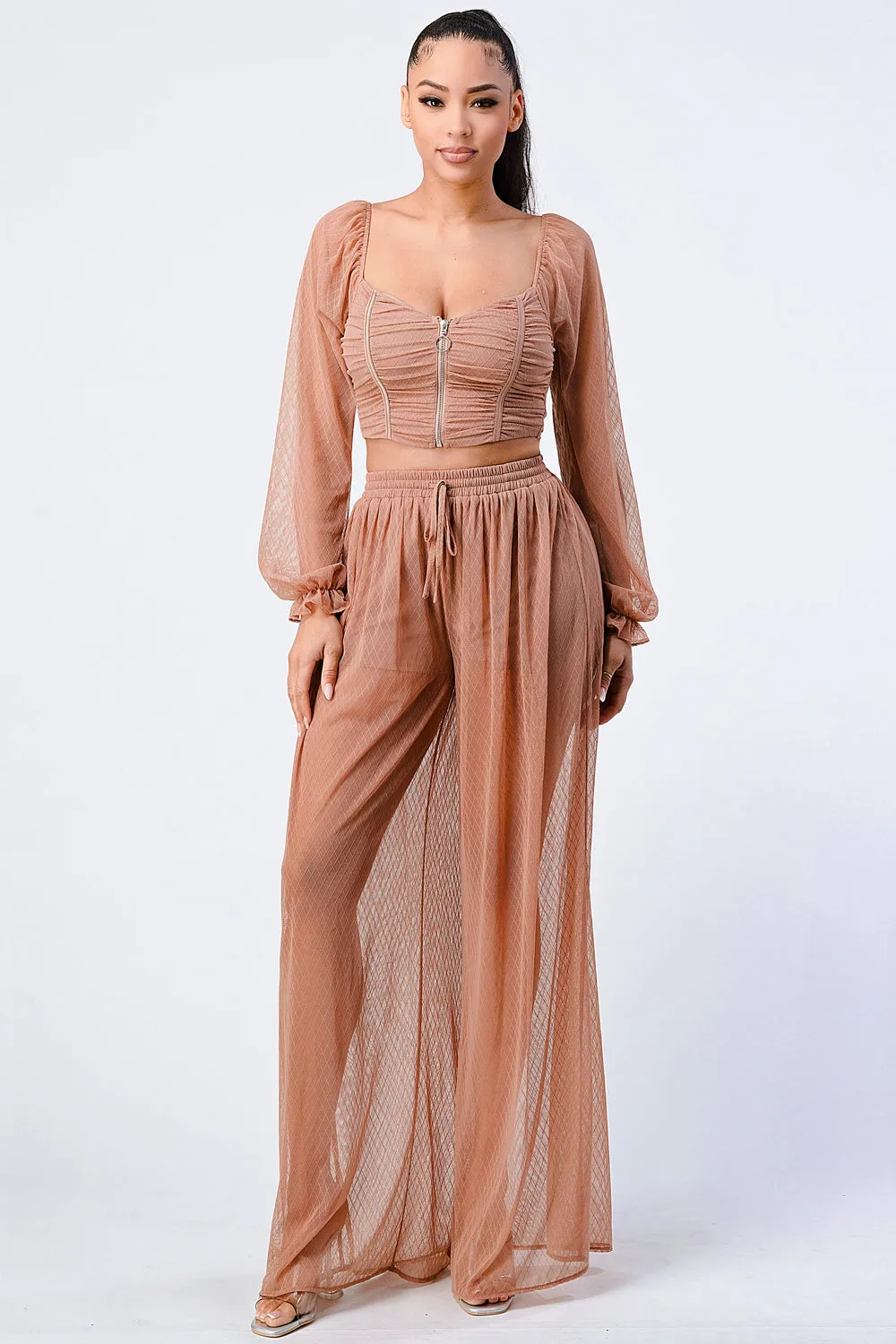 LUXE SEE-THRU SHEER SWEETHEART TOP AND PANTS sold by privy