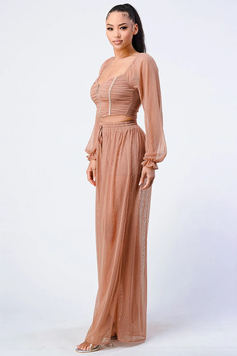 LUXE SEE-THRU SHEER SWEETHEART TOP AND PANTS sold by privy product image thumbnail 2