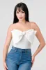 PRETTY EMBELLISHED BOW NYLON PONTE BODYSUIT TOP sold by privy