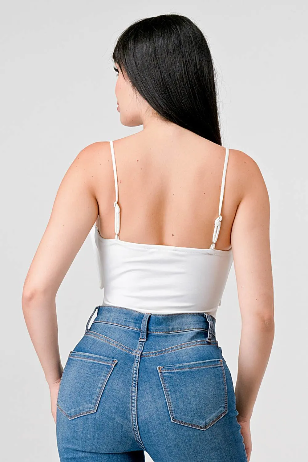 PRETTY EMBELLISHED BOW NYLON PONTE BODYSUIT TOP sold by privy product image thumbnail 3