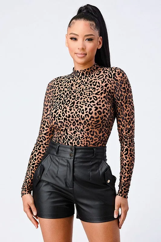 SOFT VELVET FLOCKING LEOPARD PRINT BODYSUIT TOP sold by privy product image thumbnail 5