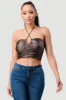 PT41555B-W / SEXY STRETCH COATED KNIT RUCHED HALTER CROP TOP sold by privy