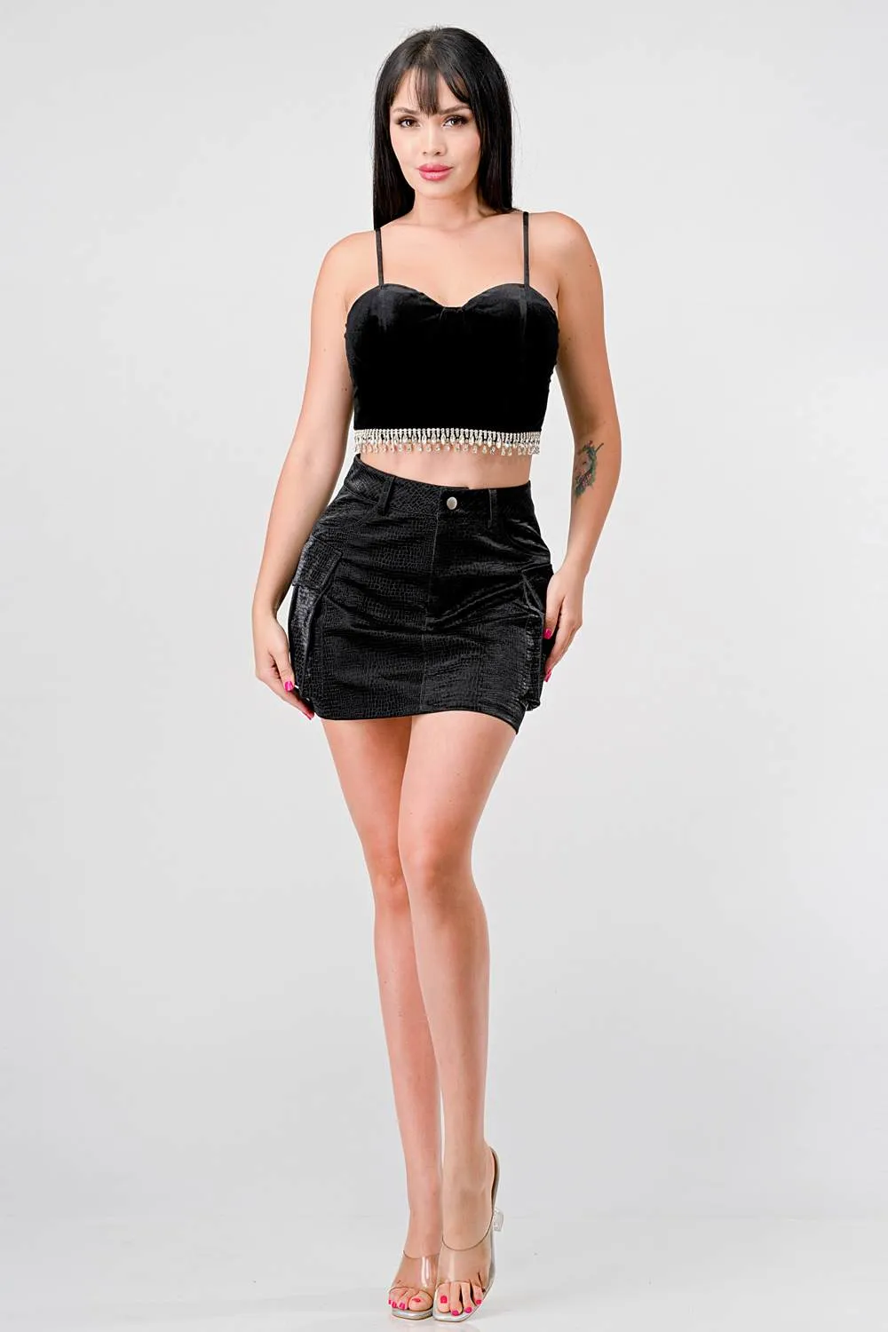 SEXY CROCODILE FAUX LEATHER POCKETS MINI SKIRTS sold by privy product image thumbnail 4