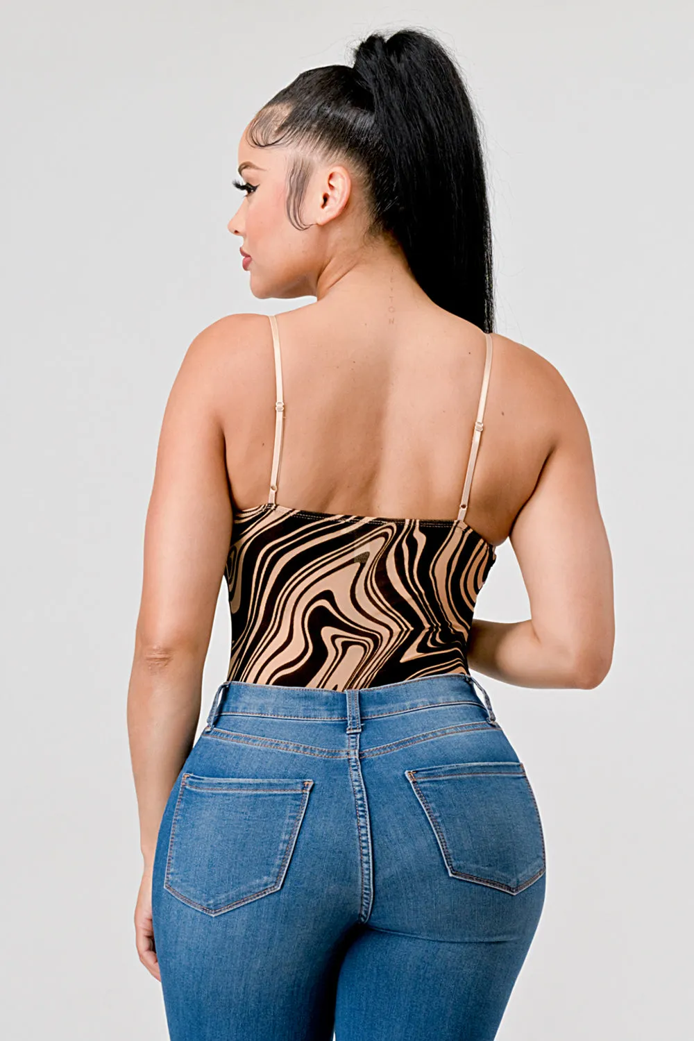 SEXY SEMI SHEER MESH VELVET FLOCKING BODYSUIT sold by privy product image thumbnail 3