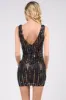 SEXY STRIPE SEQUINS V-NECK BODYCON MINI DRESS sold by privy