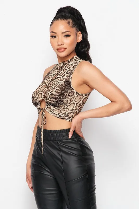 SEXY PYTHON RUCHED MOCK NECK CROPPED TOP sold by privy product image thumbnail 3