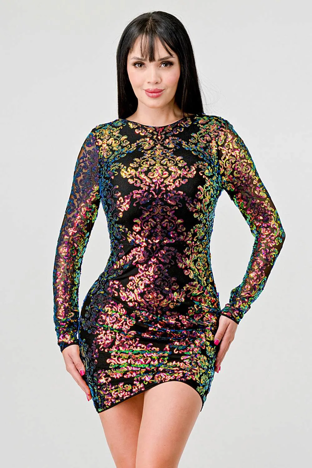 LUXE SEQUINS ROUND NECK BODYCON MINI DRESS sold by privy product image thumbnail 2