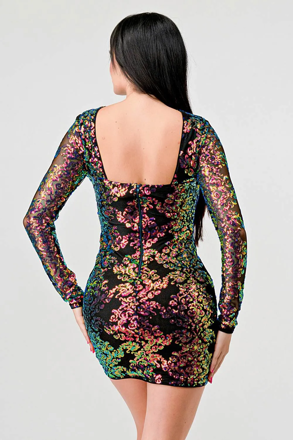LUXE SEQUINS ROUND NECK BODYCON MINI DRESS sold by privy product image thumbnail 4