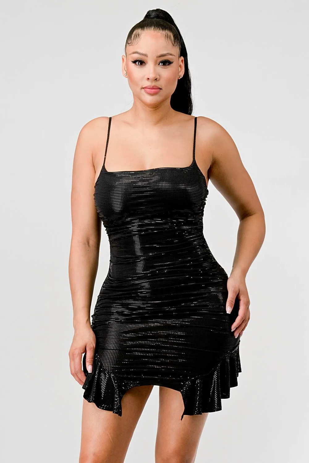 SEXY SEQUINS DRAP RUFFLES BODYCON MINI DRESS sold by privy