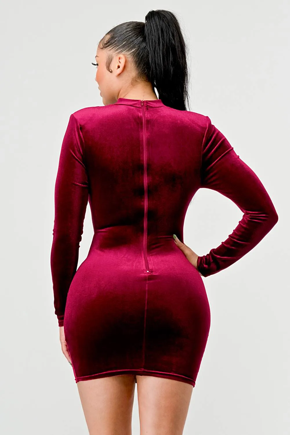 LUX VELVET RHINESTONE SWEETHEART CUTOUT MINI DRESS sold by privy product image thumbnail 3