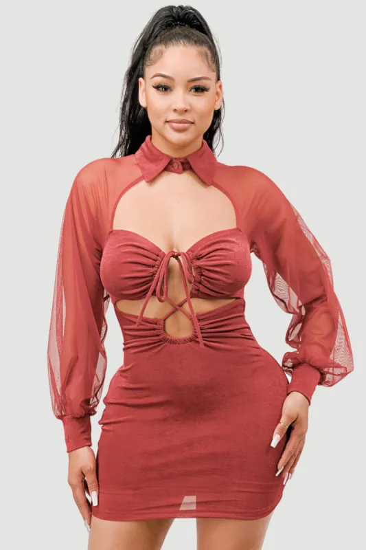 LUX SLINKY DRAWSTRING SWEETHEART MINI DRESS sold by privy