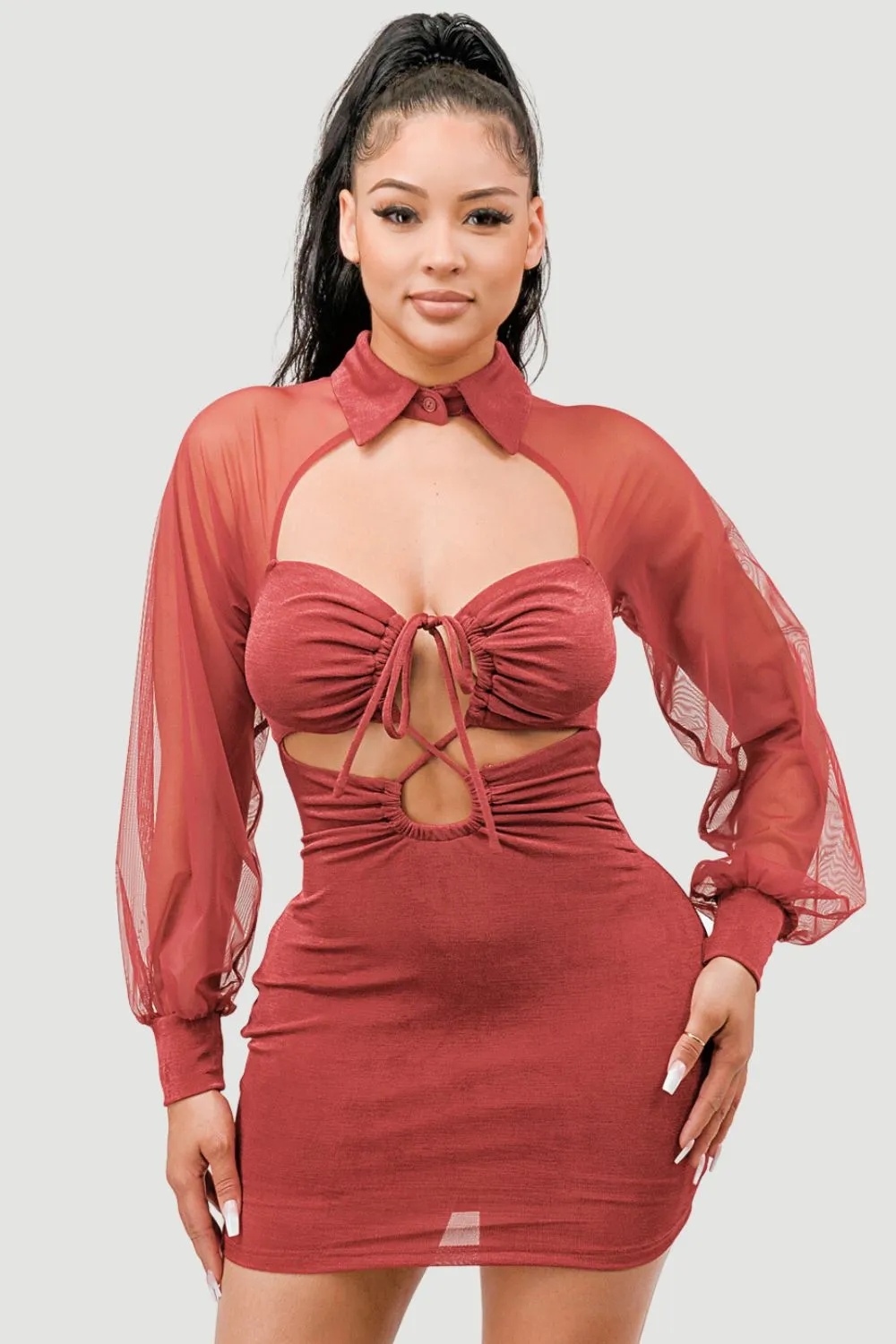 LUX SLINKY DRAWSTRING SWEETHEART MINI DRESS sold by privy