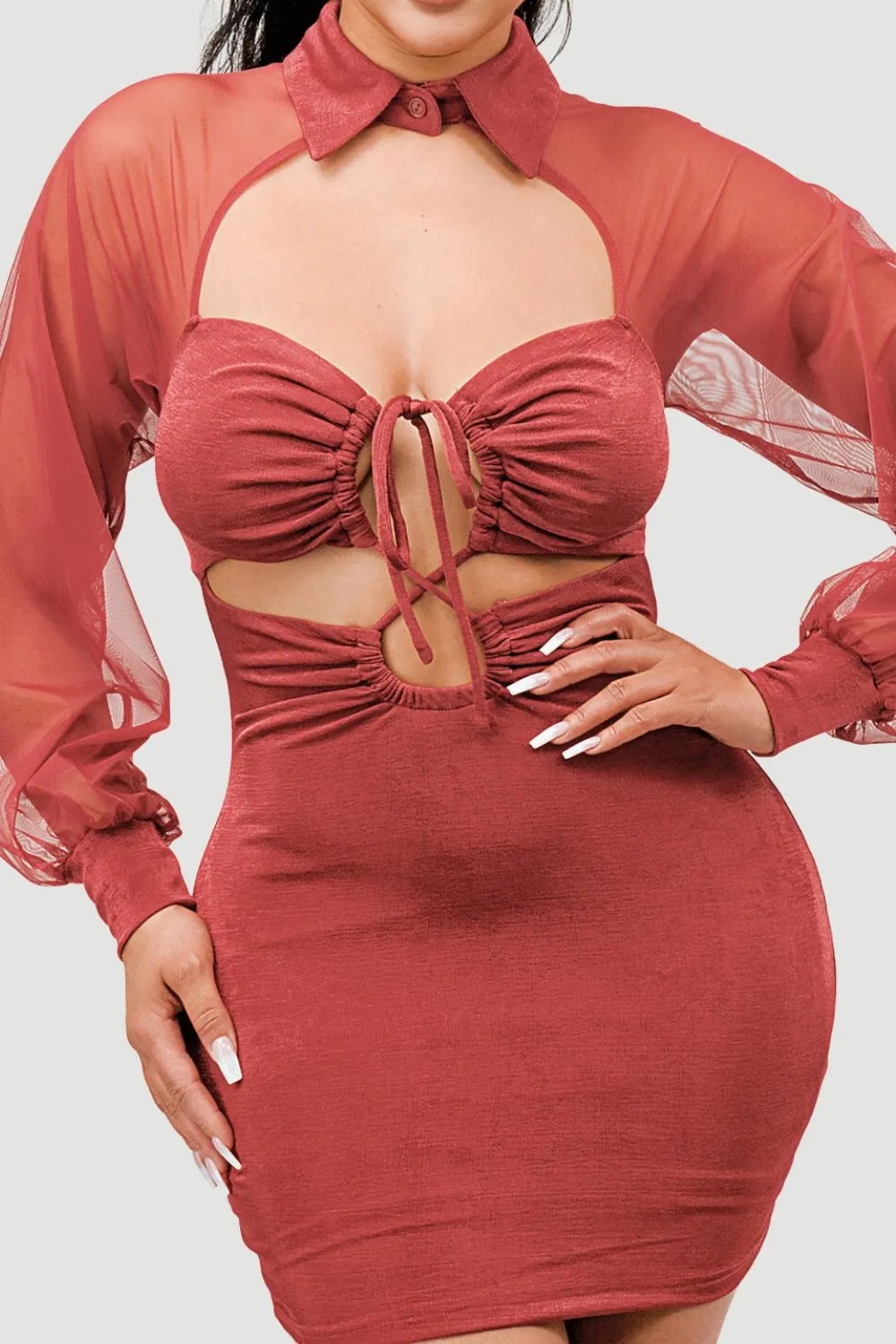 LUX SLINKY DRAWSTRING SWEETHEART MINI DRESS sold by privy product image thumbnail 5