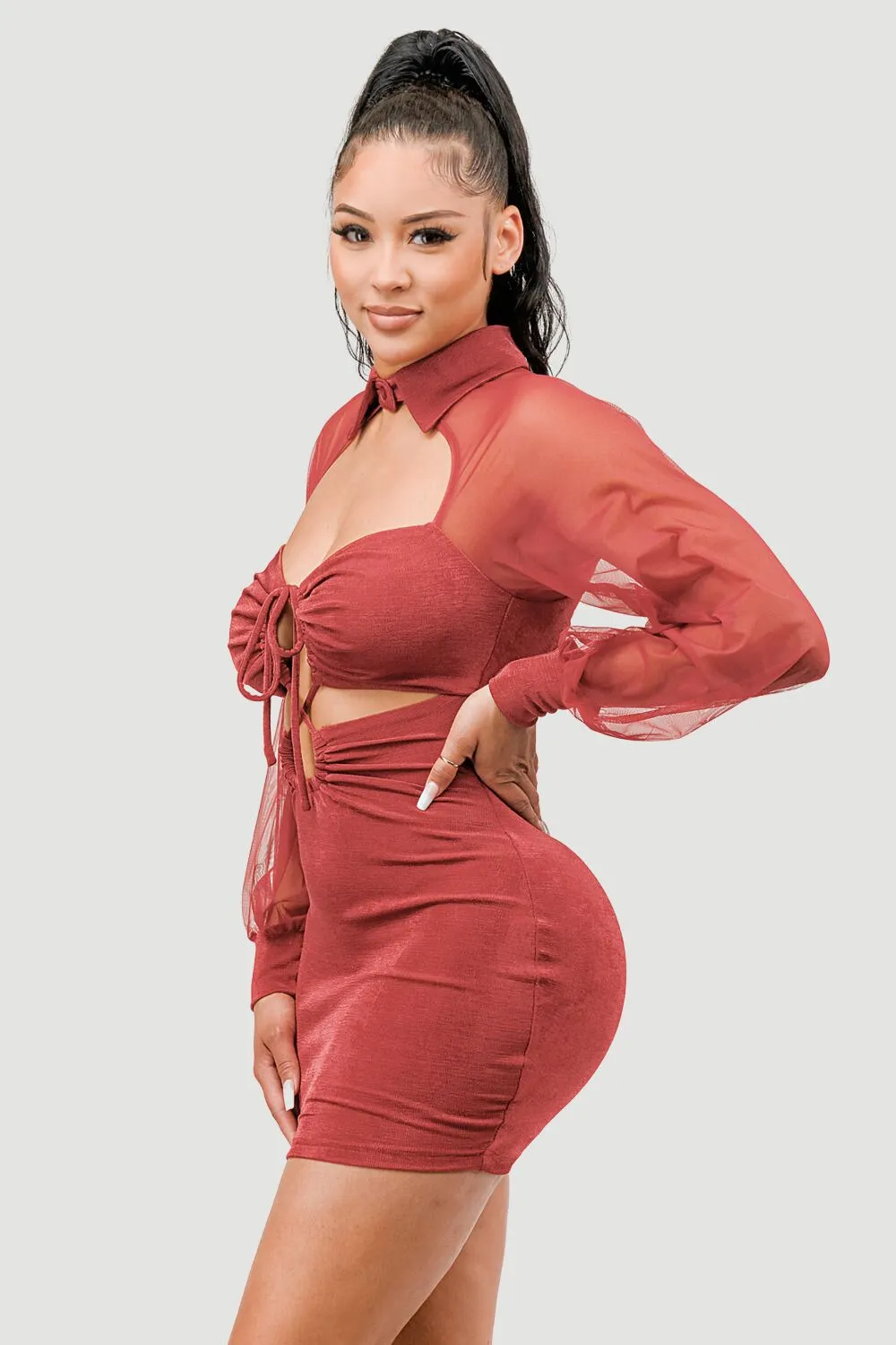 LUX SLINKY DRAWSTRING SWEETHEART MINI DRESS sold by privy product image thumbnail 2