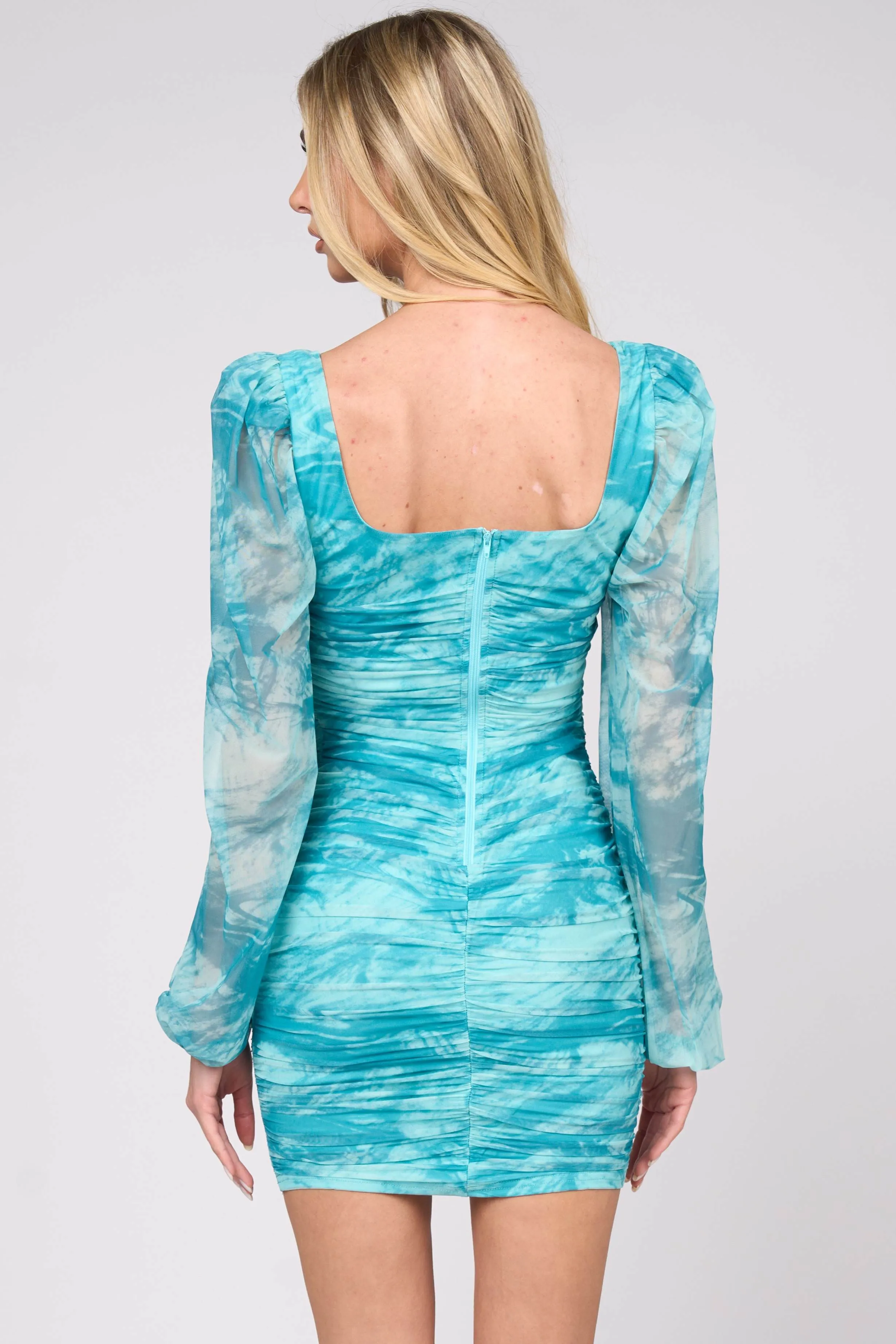 LUXE MARBLE MESH PRINT SQUARE NECK MINI DRESS sold by privy product image thumbnail 4
