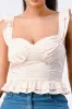 PT41689N-W / RUFFLED STRAPS SWEETHEART LAYERED COTTON TOP sold by privy