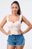 PT41689N-W / RUFFLED STRAPS SWEETHEART LAYERED COTTON TOP sold by privy
